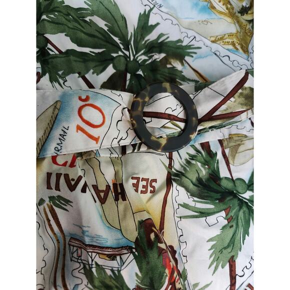 New Sheri Martin 16 Hawaii Tropical Island Fit Flare Post Card Travel DRESS - Picture 7 of 8